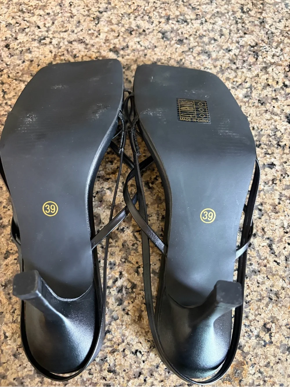 Black Strappy Square-Toe Women's Sandals
